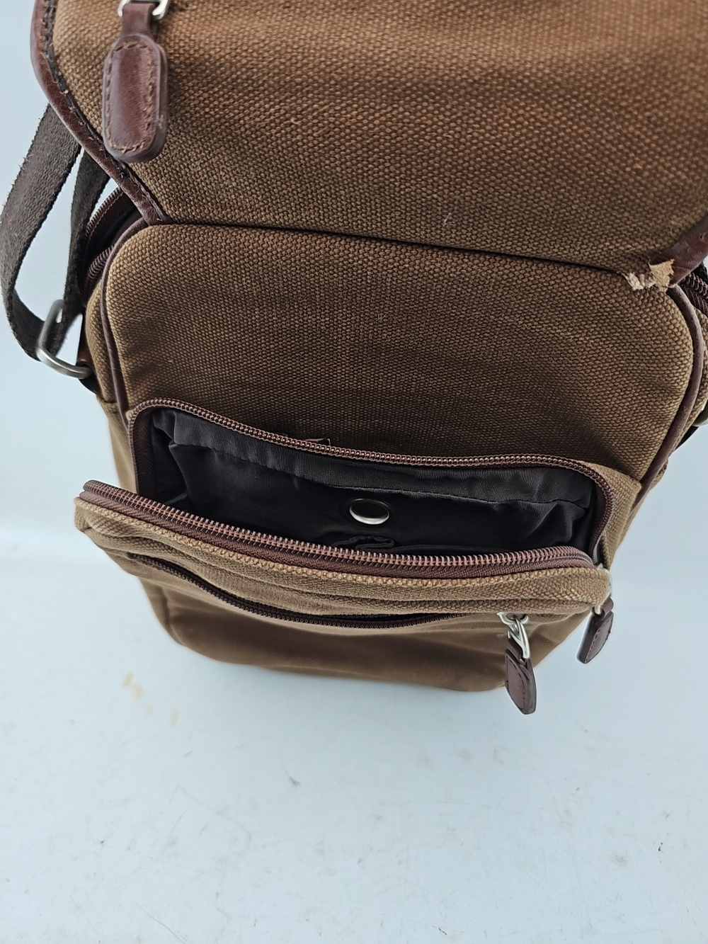 Pendleton Brown Canvas Messenger with Multicolor Geometric Panel - Picture 7 of 9